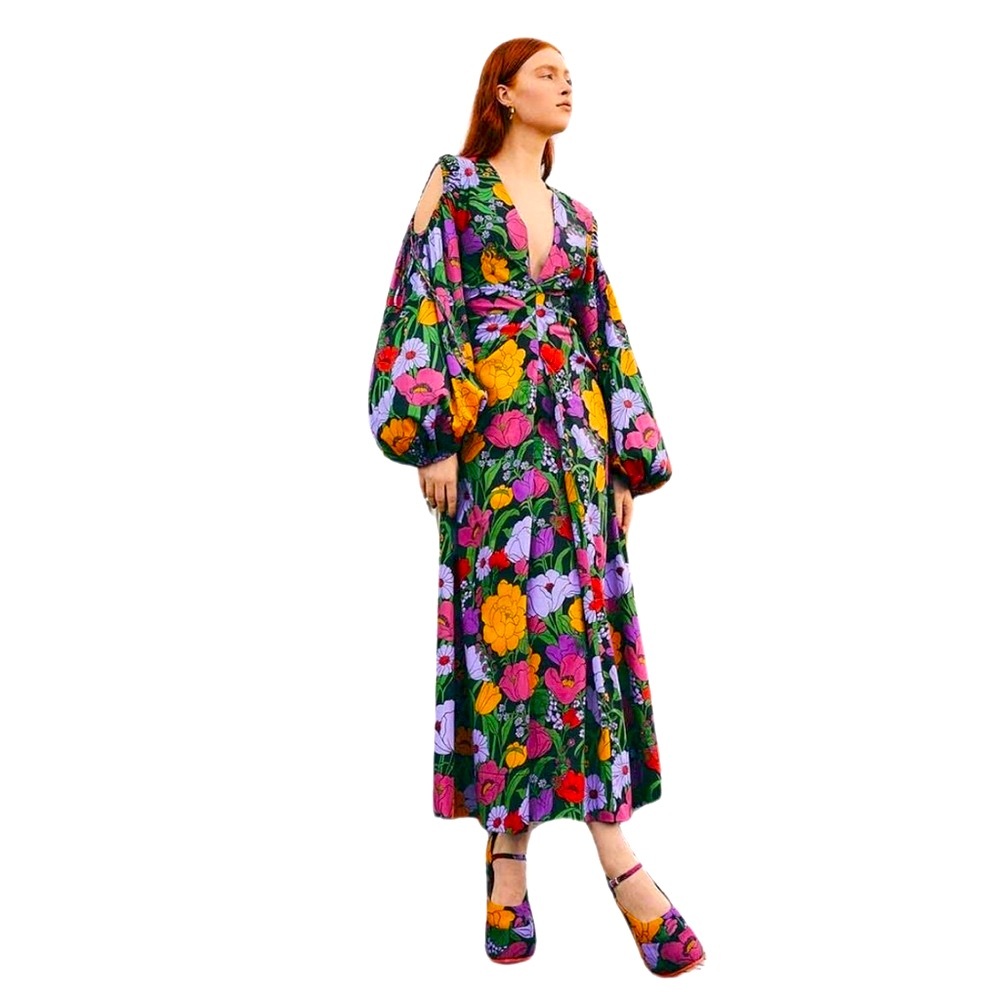 Black Bucolic Garden Cut Out Maxi Dress🌼🌷🌷🦜